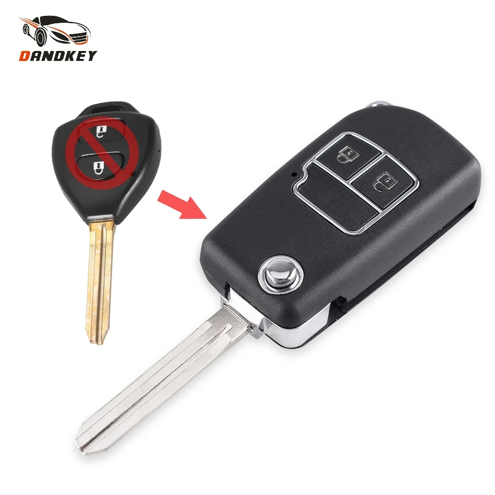 

Dandkey 2 Button key shell Fob Cover For Toyota Camry Corolla Prado Vios Reiz Crown RAV4 Flip Remote Key Shell Case Toy43 Blade