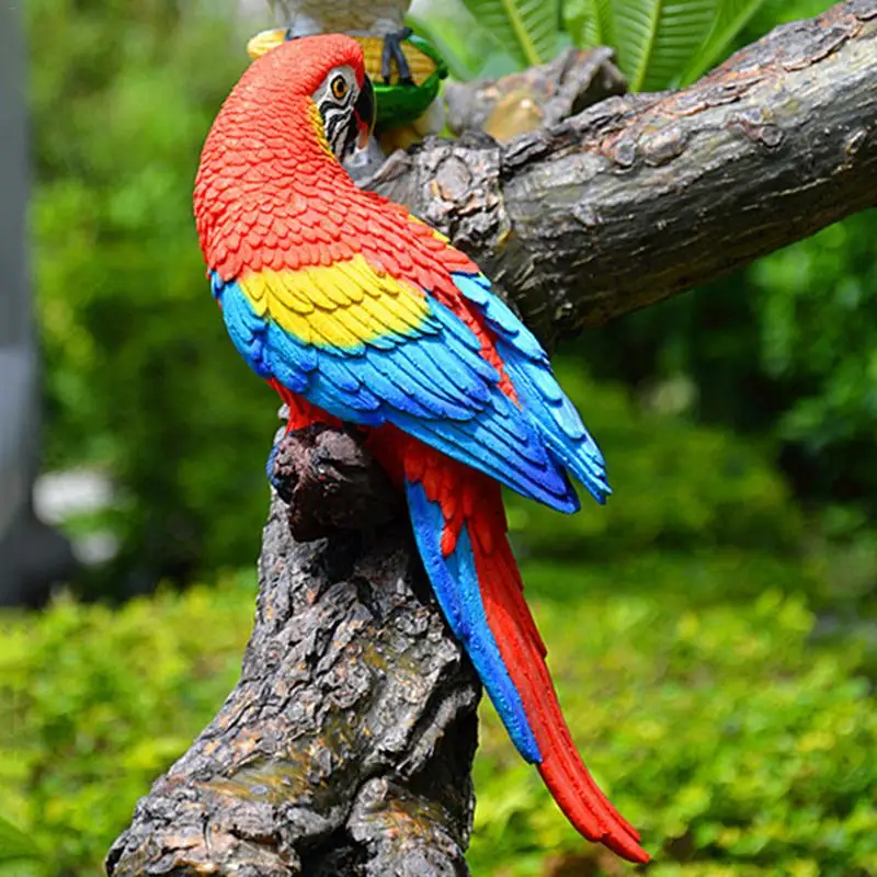 Много цветов прекрасная садовая смола украшение имитация попугая домашний дом