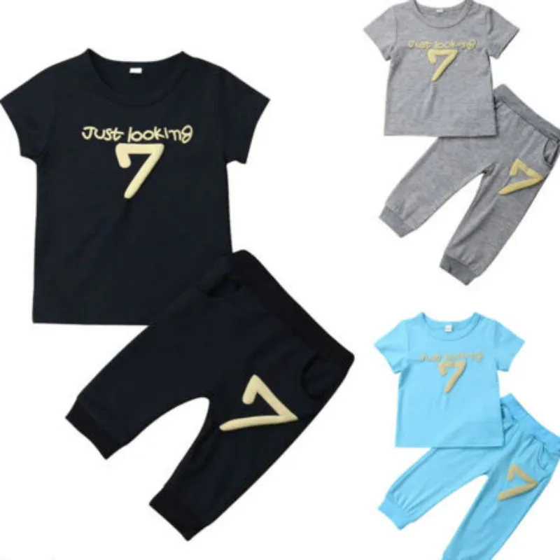 Toddler Kids Baby Girls Boys T-shirt Tops Long Leggings Pants Outfit Summer 0-4Y leisure various styles children sets sport | Детская