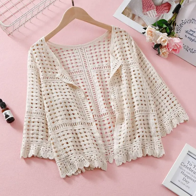 Женский ажурный кружевной тонкий топ с открытым швом летний Повседневный