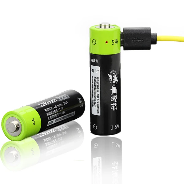 CLAITE 2/4 шт ZNTER 1 5 V 1250mAh USB перезаряжаемая AA Li Po батарея быстрая зарядка литий