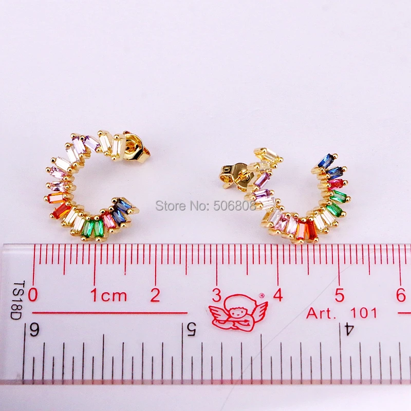 

6 Pairs, Multi Color Cz Stud Earring, Rainbow Zirconia Earrings for Women