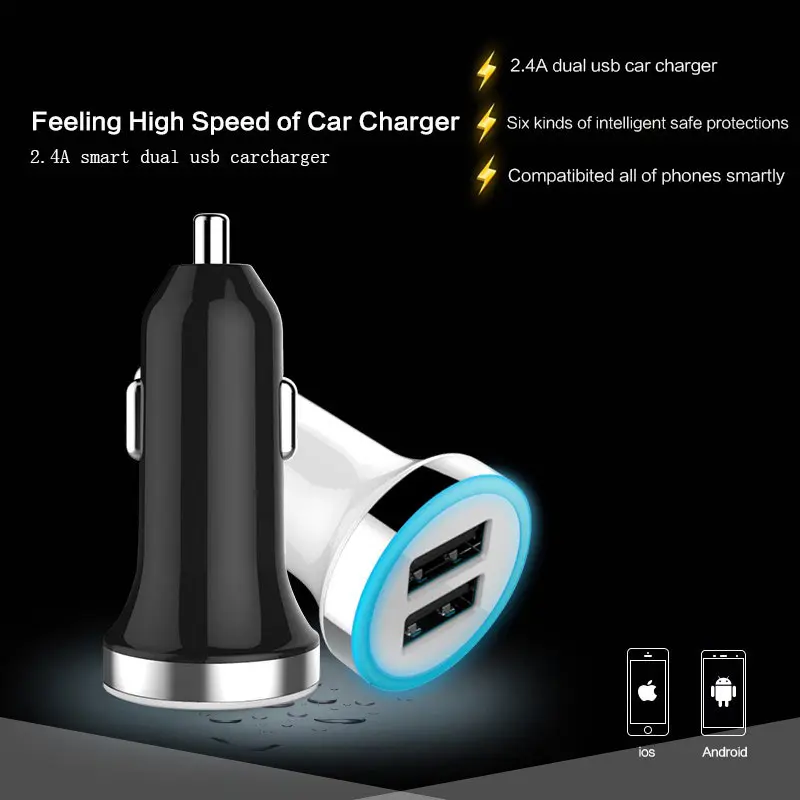 Полезное зарядное устройство 2 * USB 12 В выходное автомобильное быстрая зарядка со