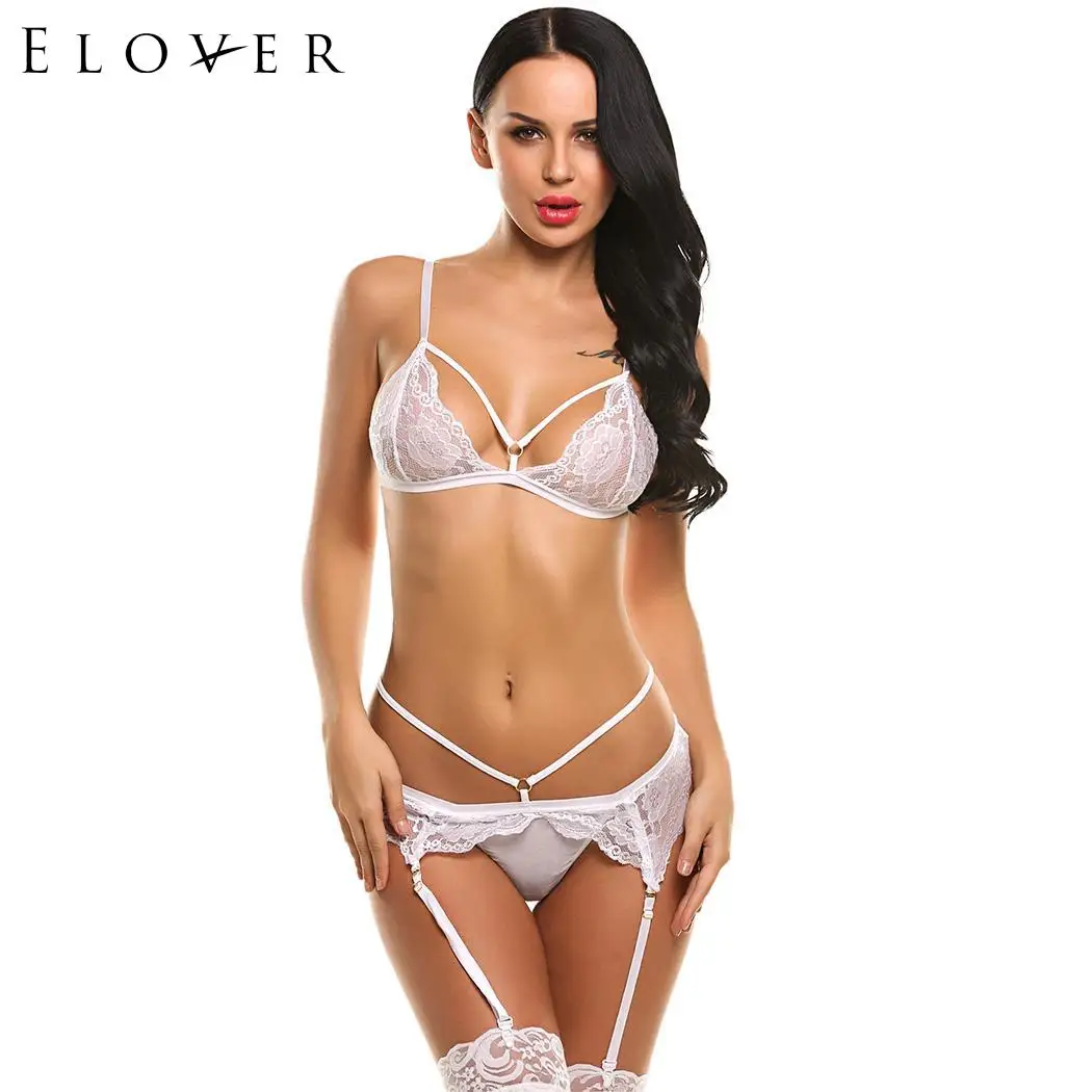 Elover Bralette Babydoll сексуальный комплект нижнего белья с пряжкой на спине ночное белье