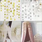 Подвесная Декоративная гирлянда в виде золотых звезд, москитная сетка для детской комнаты, Сверкающая Звезда, флажки для свадеб Вечерние