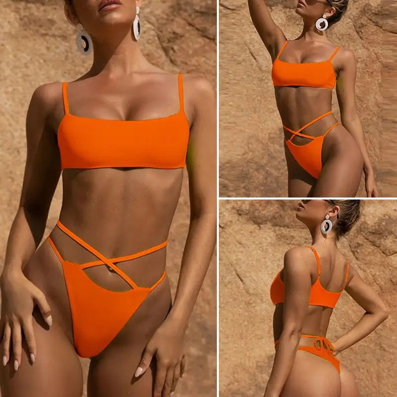 Куркума бикини с леопардовым узором 2019 микро сексуальная высокая талия неоновый