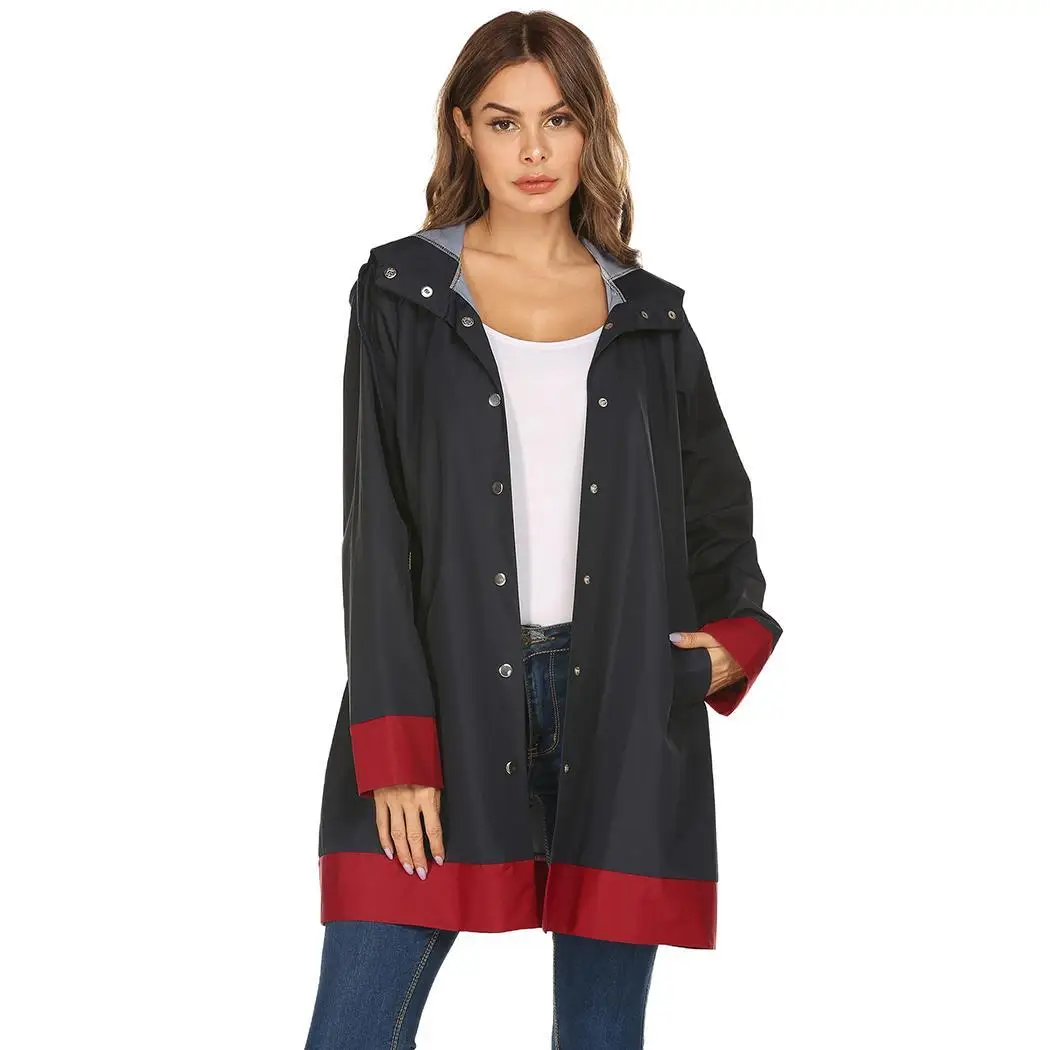 Женская модная куртка с капюшоном и длинным рукавом контрастного цвета выше