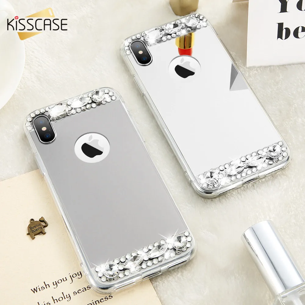 Тонкий зеркальный чехол KISSCASE для iPhone 6S 6 7 Plus X роскошные мягкие чехлы из ТПУ 5S 5 SE 10 S