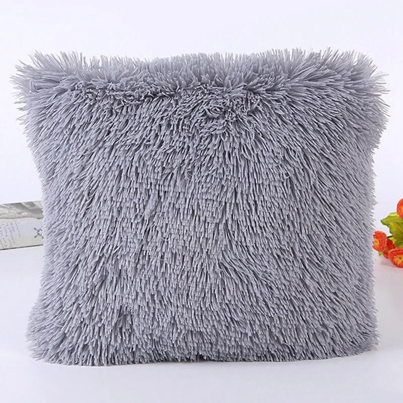 Fluffy Soft Plush Square Pillow Cushion Case Room Sofa Waist Throw Cover | Дом и сад