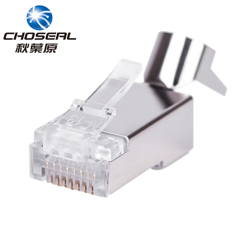 Choseal 10 шт. Cat7 RJ45 штекер Gigabit Ethernet экранированный позолоченный медный 8P8C сетевой