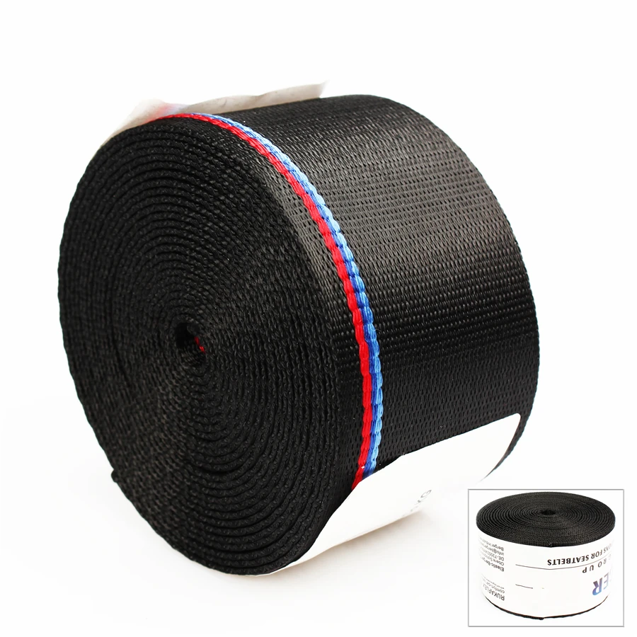 

Car Seat Belt Black With Blue And Red Stripes Safety Belt