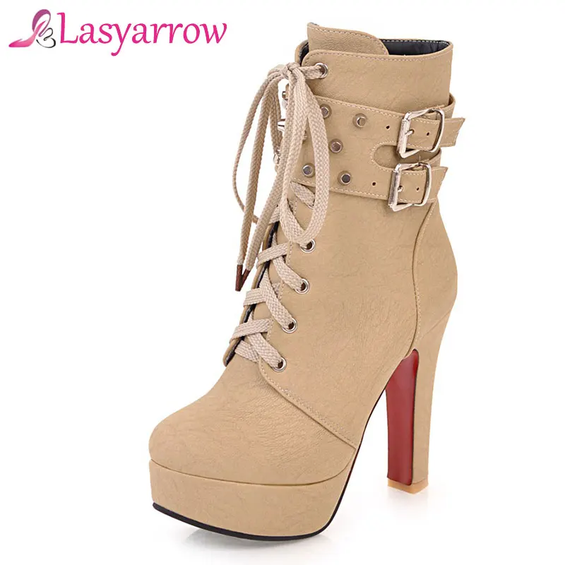 

Lasyarrow/Большие размеры 32-47; полуботинки; женская обувь на молнии; Botas Mujer; Модные ботильоны; пикантная женская обувь на высоком каблуке; сезон о...