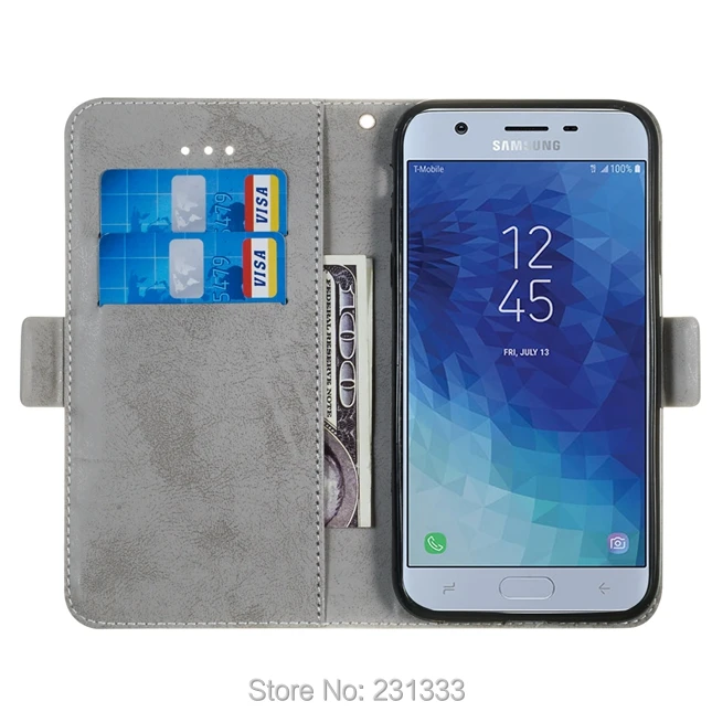 Кожаный чехол кошелек в стиле ретро с мультяшными цветами для Samsung Galaxy J7 2018 S10E S10