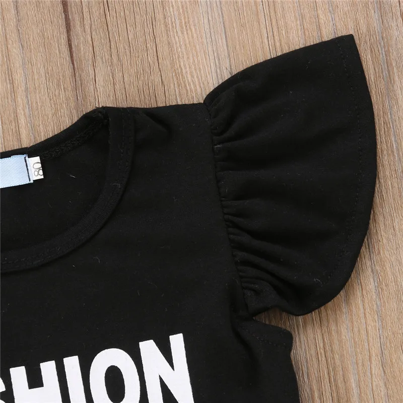 Детский топ с рюшами для маленьких девочек футболка + расклешенные штаны в