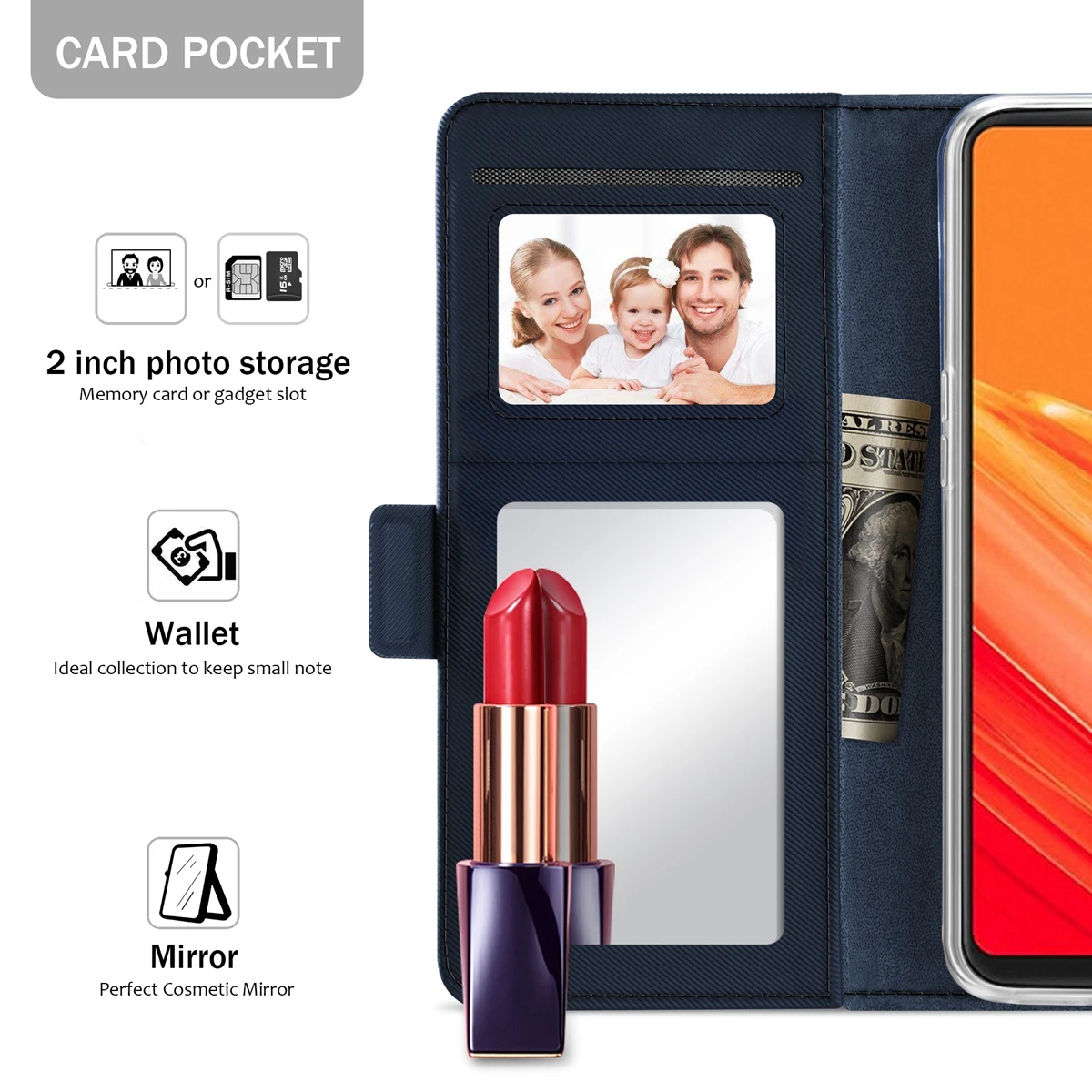 Из искусственной кожи чехол для OnePlus 6 T Flip Стенд Wallet крышку с зеркалом и подставку