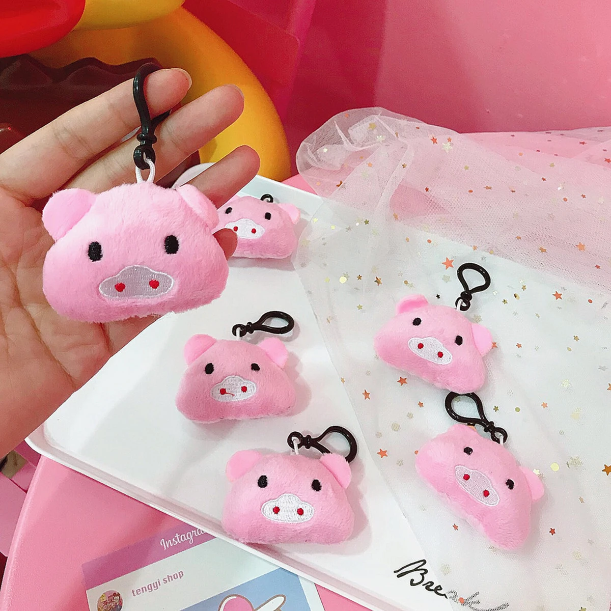 3 шт плюшевый свинья брелок для ключей прекрасный мультфильм висячий орнамент