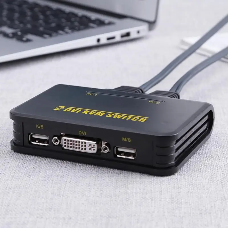 2 порта Usb 0 в 1 выход Dvi Kvm переключатель коробка с аудио-видео кабелем для монитора