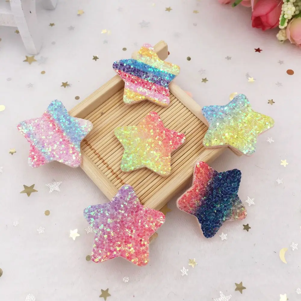 16pcs 35mm Rainbow Glitter Paillett Felt Fabric Star Patches Appliques Wedding DIY A52 | Дом и сад