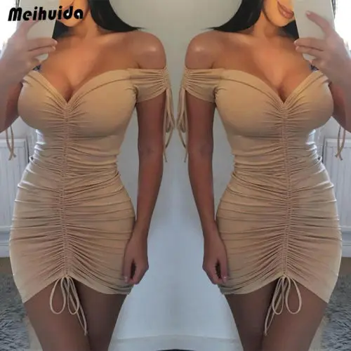 Сексуальное женское облегающее платье с коротким рукавом Повседневная вечерняя