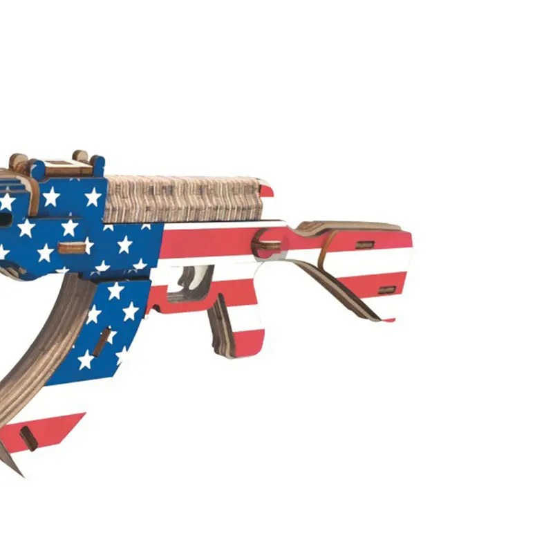 AK47 submachine gun star-spangled banner 3D stereo Wooden Jigsaw toy manual assembly jigsaw | Игрушки и хобби