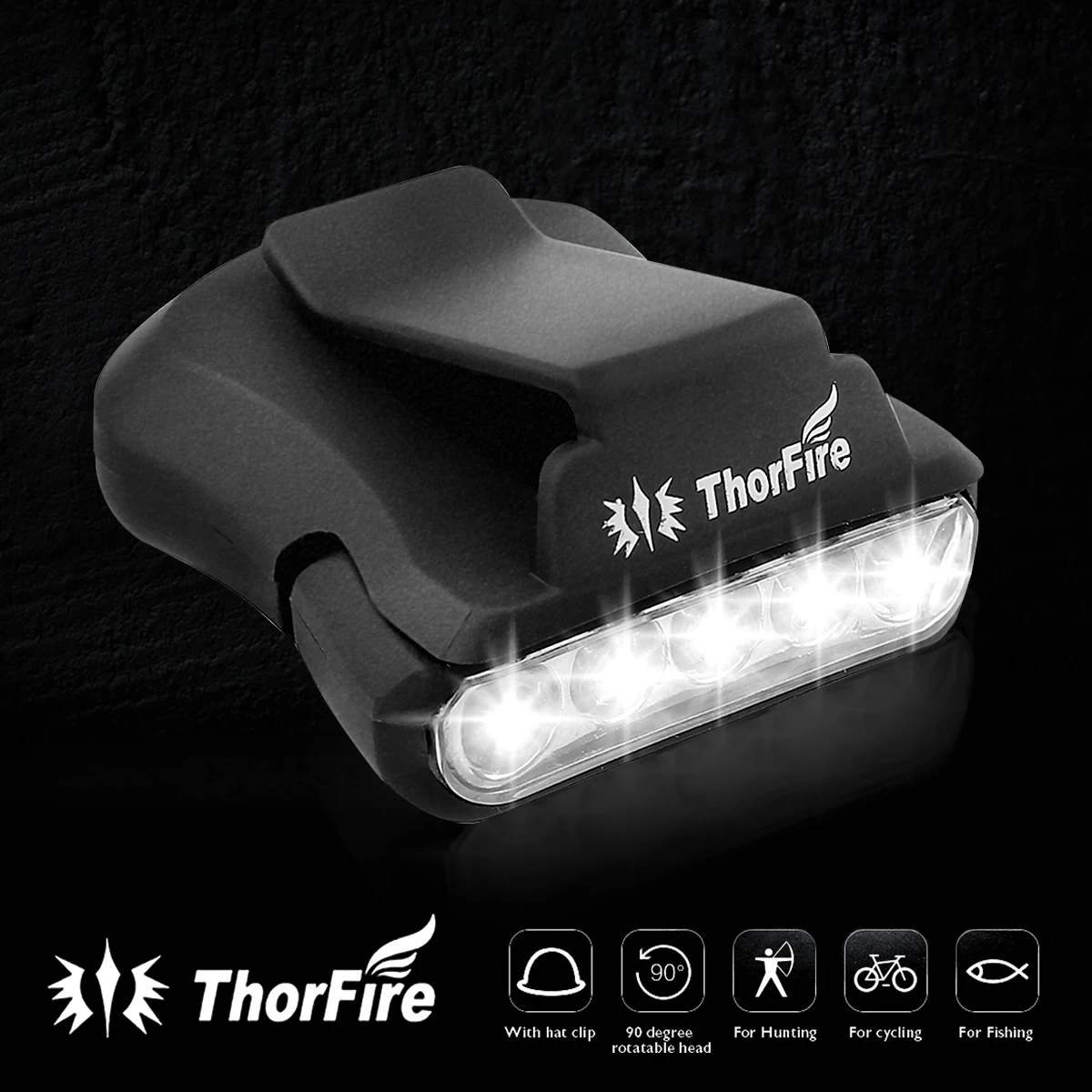 ThorFire 5LED фары Кепки светильник поворотный зажим-на шапке светильник руки супер яркая фара Фонари Отдых на природе, для катания на велосипеде, для рыбалки