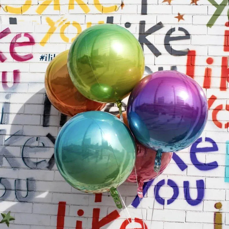 

1PCS 22 Inch Disco Balloon Gradient Color Metal Balloon Aluminum Film 4D Color Ball Net Red Rainbow Wrinkle Ball For Party Decor