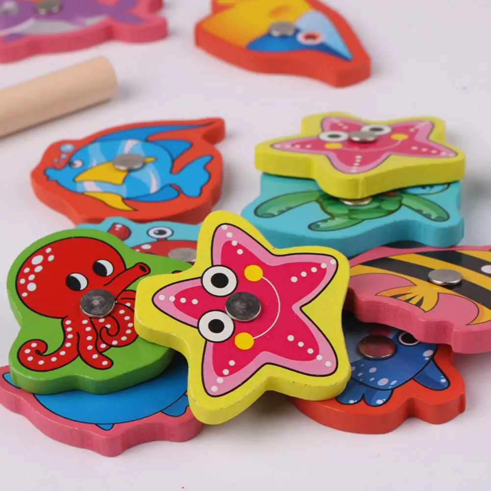 Детские деревянные магнитные игрушки для рыбалки Обучающие блоки родителей и