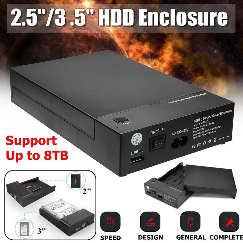 2 5 дюймов 3 USB 0 SATA HDD Box жесткий диск внешний Корпус черный (ЕС Plug)|Корпус жесткого