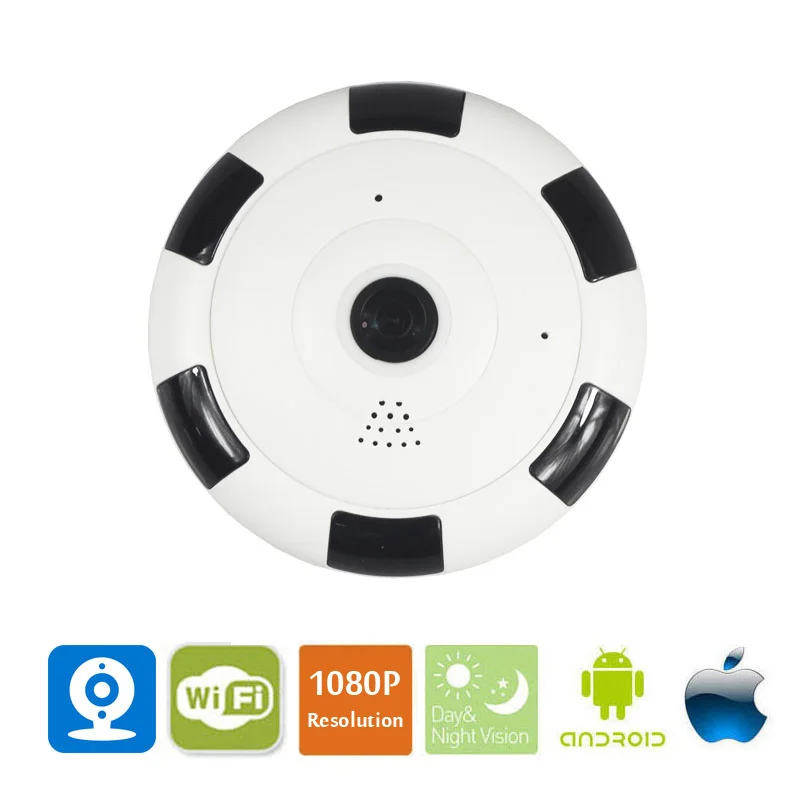 Мини Wifi IP камера 1080P 360 градусов рыбий глаз панорамная 2MP WIFI беспроводная