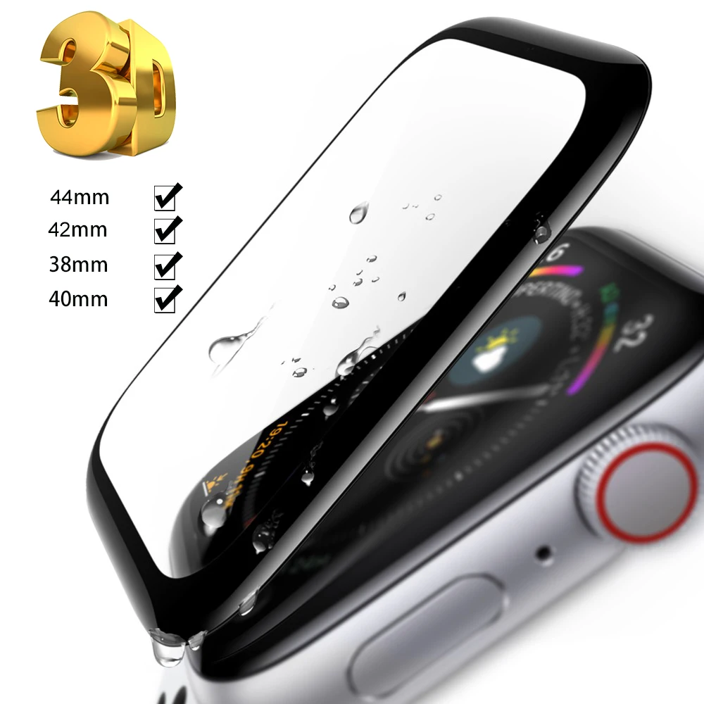Защитное стекло закаленное 3D для Apple Watch Series 4 3 2 1 38 мм 42 40 44 мм|Защитные стёкла и