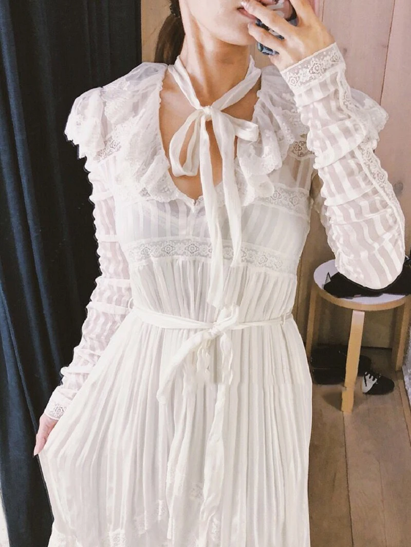 2018 зима Boho Элегантный кружево длинное платье для женщин взлетно посадочной
