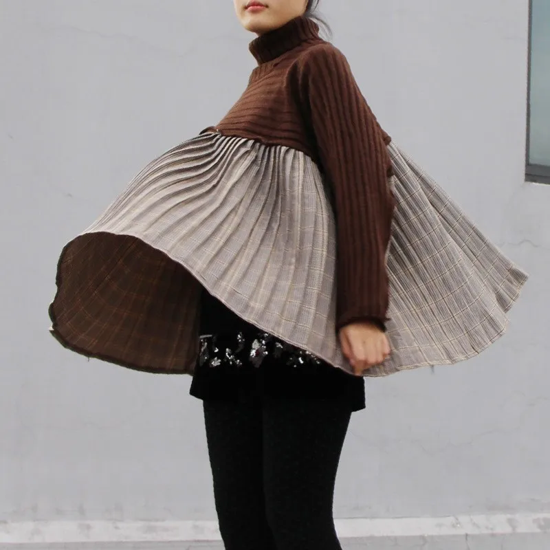 Женский свитер в клетку TWOTWINSTYLE весенний вязаный пуловер оверсайз с высоким