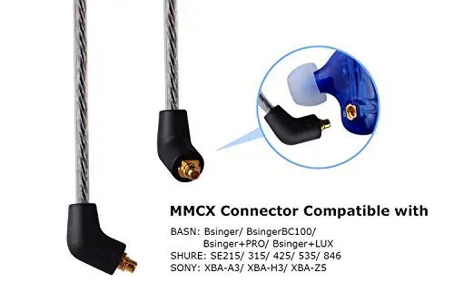 BASN MC100 MMCX Сменный кабель для наушников с микрофоном и пультом ДУ обновленный