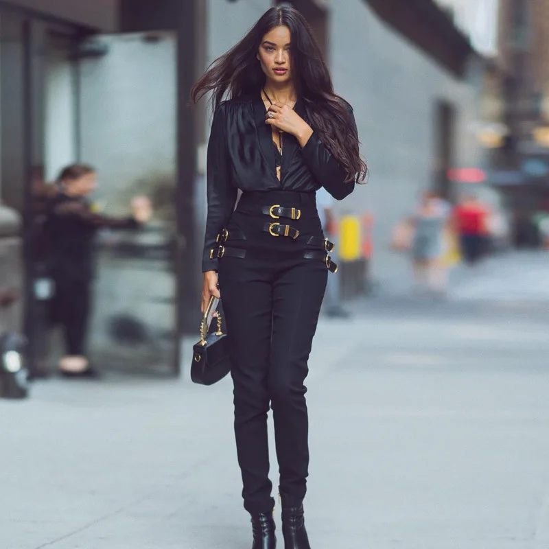 Черные джинсы модные женские брюки на молнии с карманами джинсовые повседневные