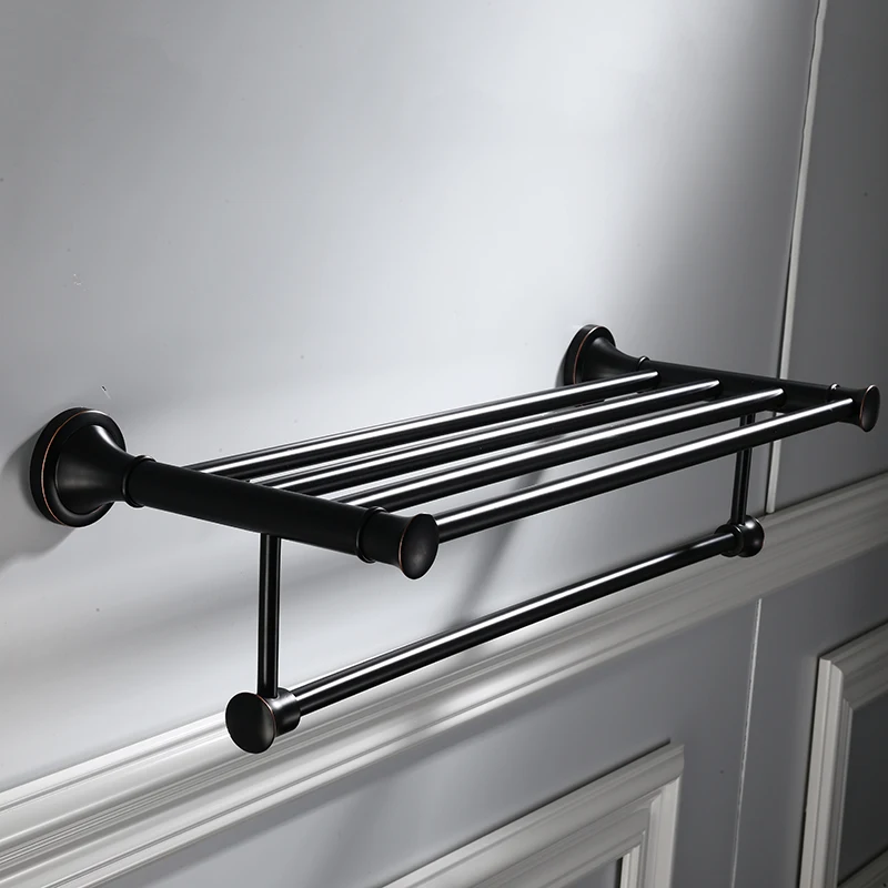 Towel Racks Brass Made BathroomTowel Rack with Shelf Movable Black Holder Double Bathroom Accessories | Обустройство дома