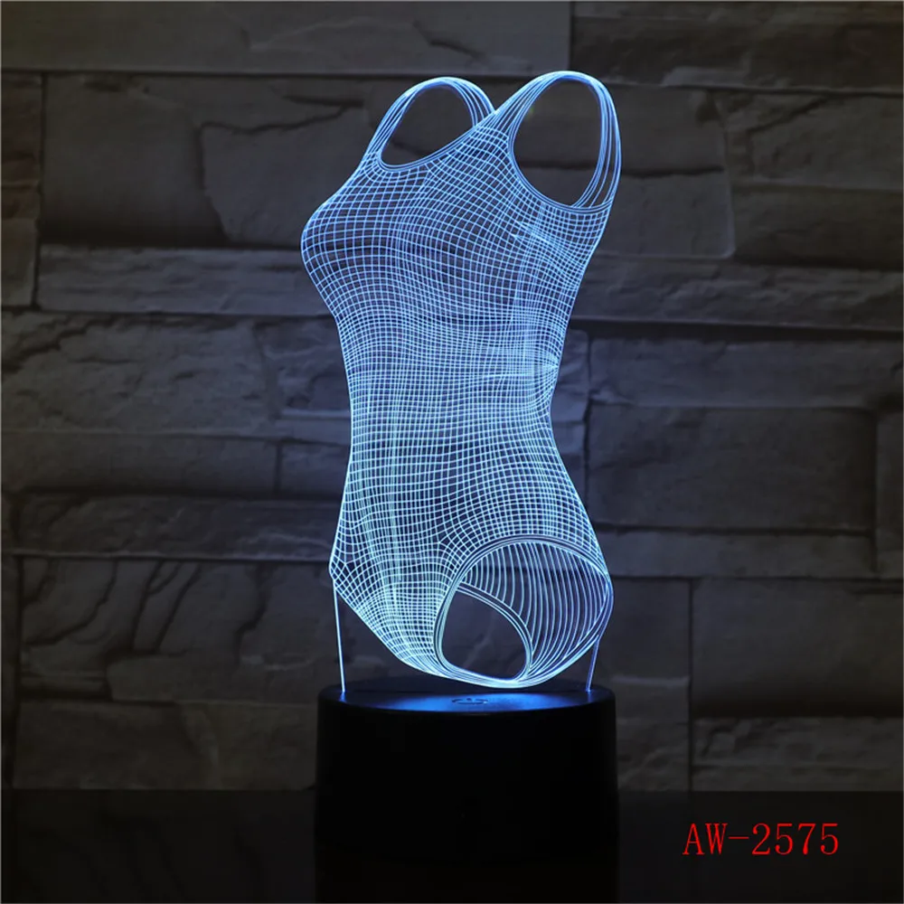 7 цветов Изменение 3D Креативная одежда моделирование ночные светильники Led