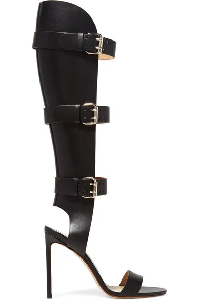 

Fashion Shoes Woman Multiple Bands Sexy Black Bands Women Sandals in High Heel with Buckle Gladiator Roman Style Big Size 43,44