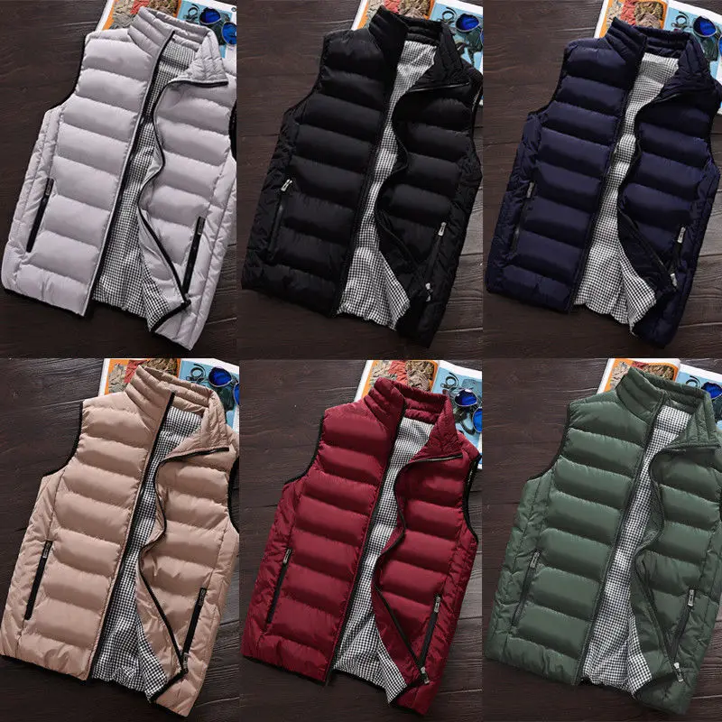 Thefound Мода 2019 г. для мужчин зимние без рукавов хлопковая куртка Мягкий жилет с