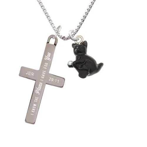 Смола черная игра кошка-планы у меня для вас-крест ожерелье | Украшения и