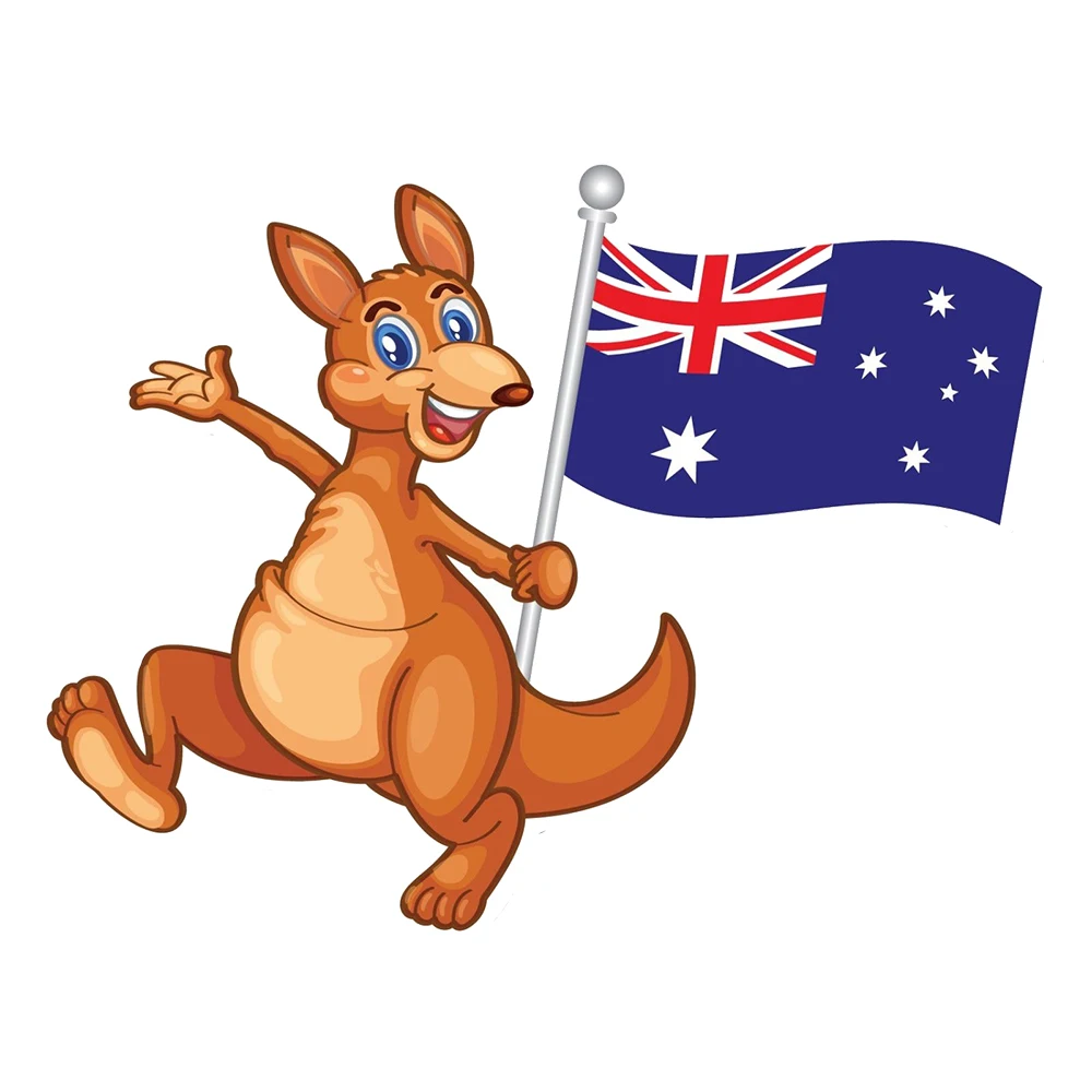 

Cute Kangaroo And Australian Flag Vinyl Car Laptop Decal Decor Accessories Car Accessories