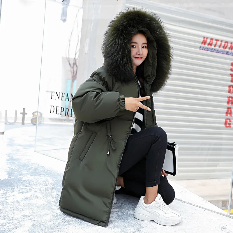 2019 Rushed Polyester Zipper High Waist Standard Winter Korean New Cotton-padded Clothes Long Self-cultivation Heavy Seta Code | Женская