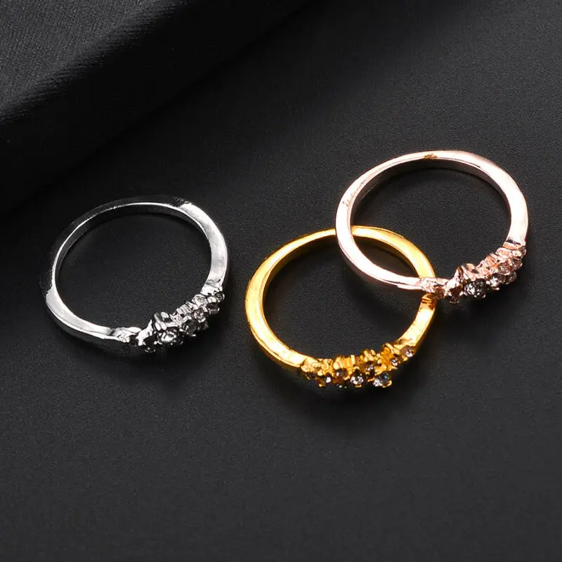 

Fashion Stackable Cubic Zirconia Rhinestone Rings Vintage Bohemian Women Wedding Engagement Party Ring Jewelry