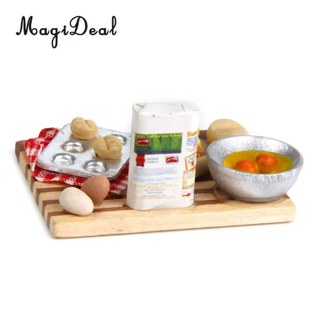 MagiDeal красочный 1 набор 1/12 кукольный домик миниатюрная Кухня Еда яйца молочный
