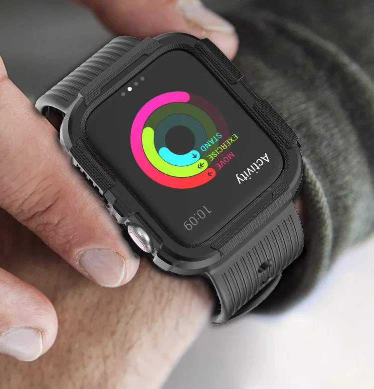 

40mm 44mm Sport Watchband For Apple Watch Series 4 Correa Rugged TPU Screen Protective Cover Bracelet For Series 4 Watch Case