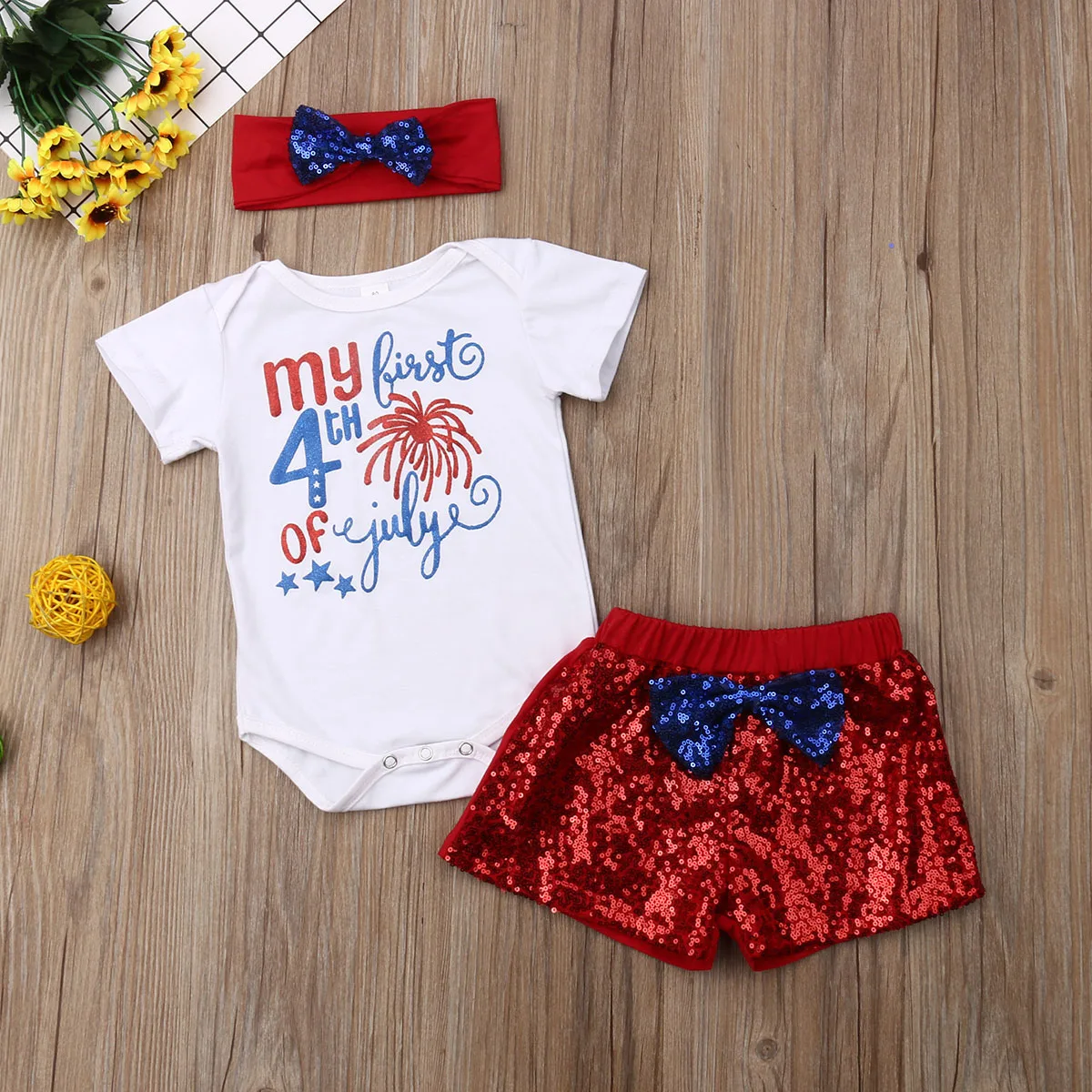Комплекты одежды для новорожденных мальчиков и девочек 4 июля белый верхний