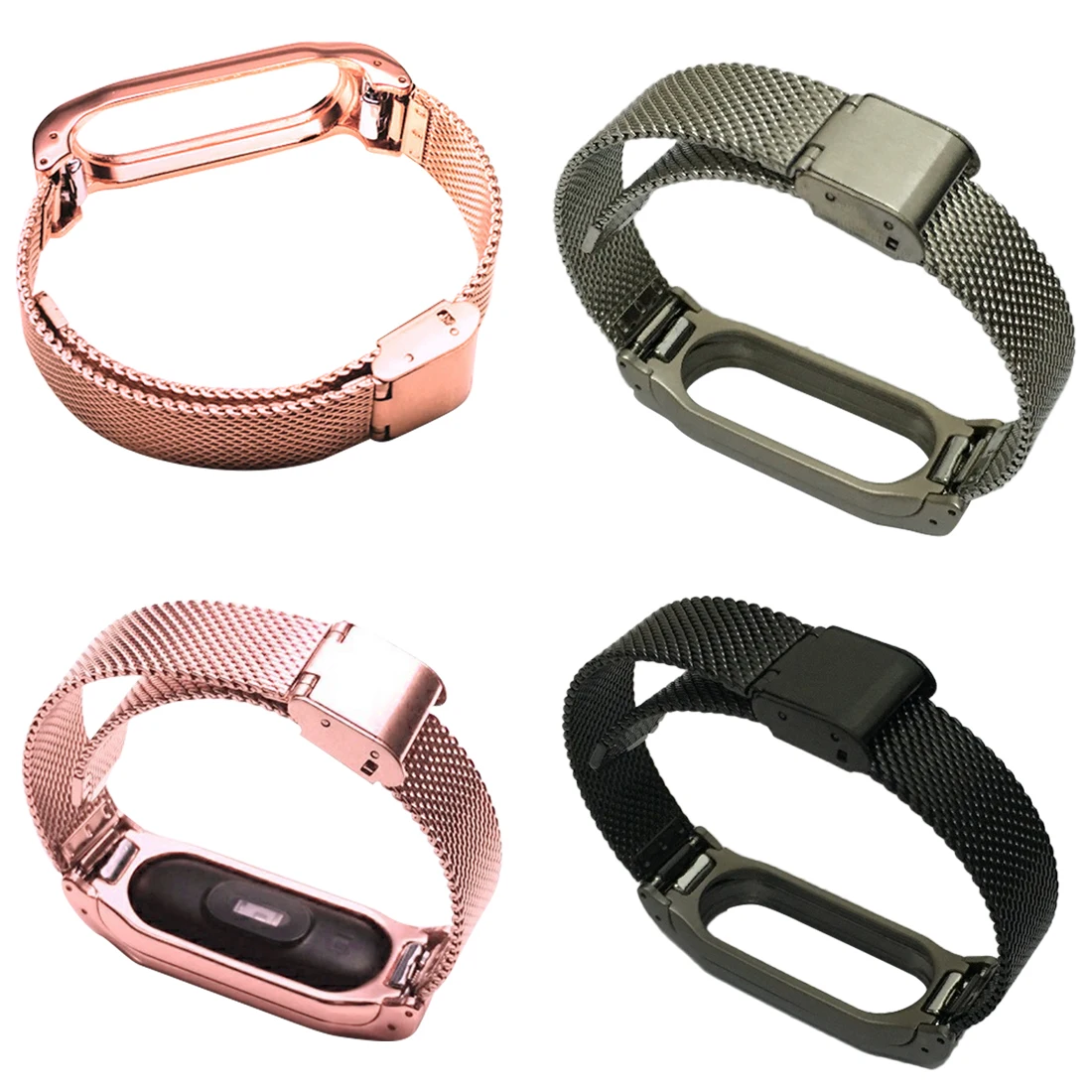 Металлические ремешки для MiBand 2 кожаные магнитные с автоматической пряжкой Xiaomi Mi
