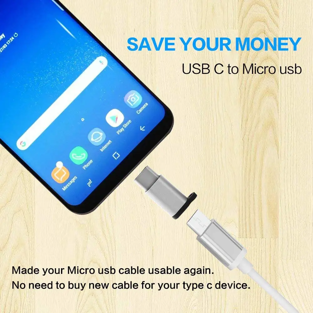 Адаптер USB Type C Штекерный кабель переходник Micro с зарядным устройством для Samsung Galaxy