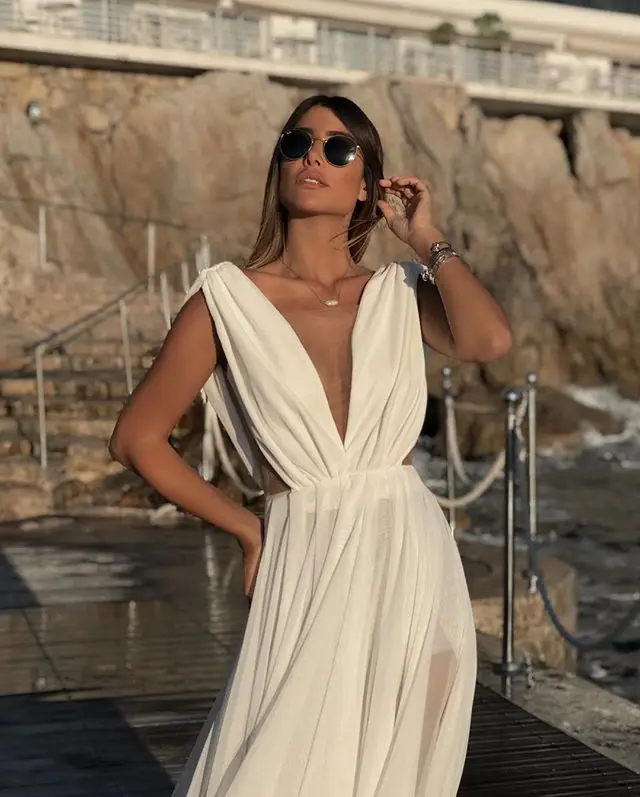 Летняя одежда для женщин пляжное платье 2019 свободные халат longue femme белое