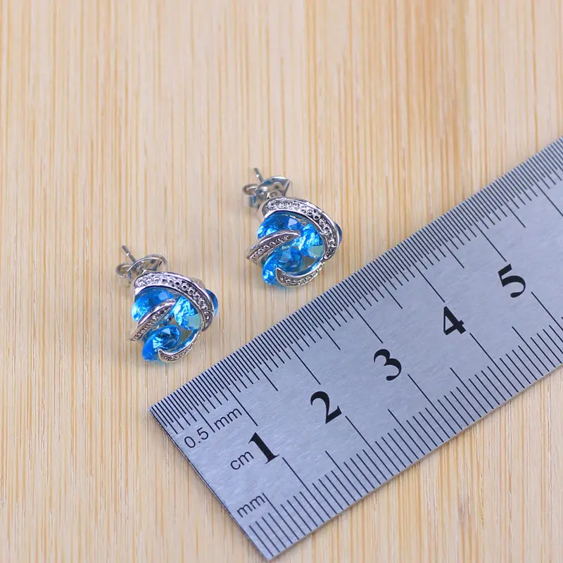 Счастливые бусы Небесно-Голубой кубический цирконий белый кристалл серебряный