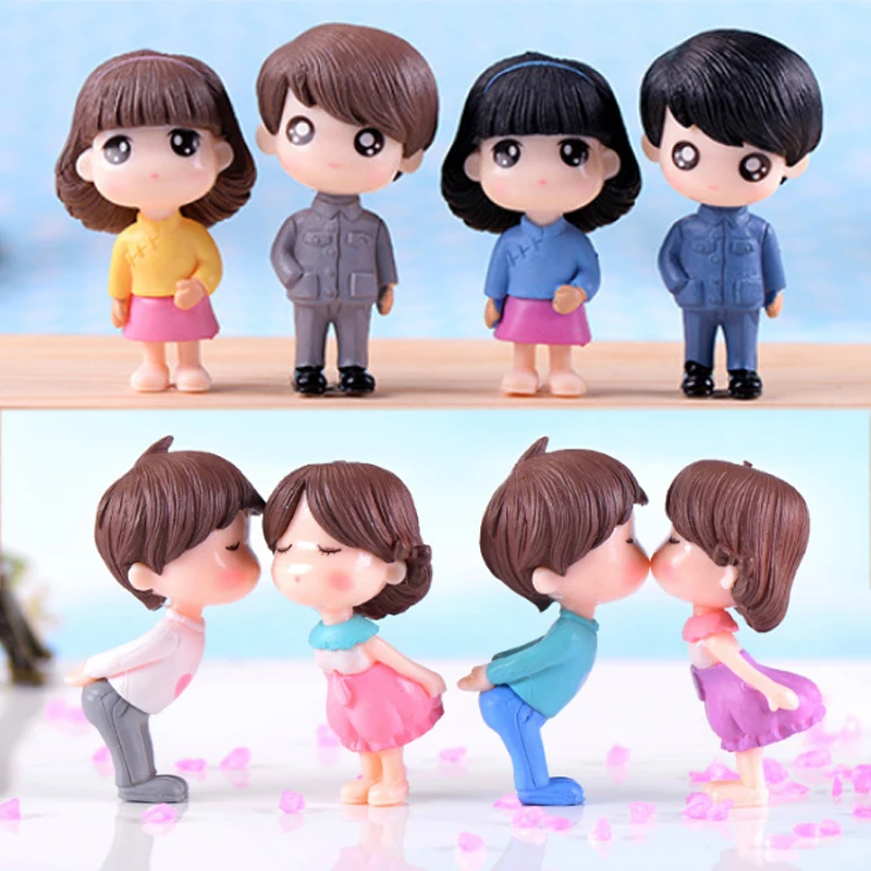 Hot 2PCS/1Set Miniatures Lovers Couple Figurines Resin Crafts Fairy Chair Garden Sweety Micro Landscape Home Decoration | Дом и сад